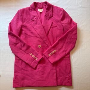Anthropologie Maeve Pink Oversized Double Breasted Blazer Womens US 10 Polished